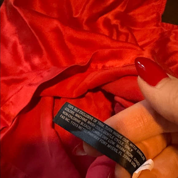 Soma Red SILK Pajama Set - Picture 2 of 5